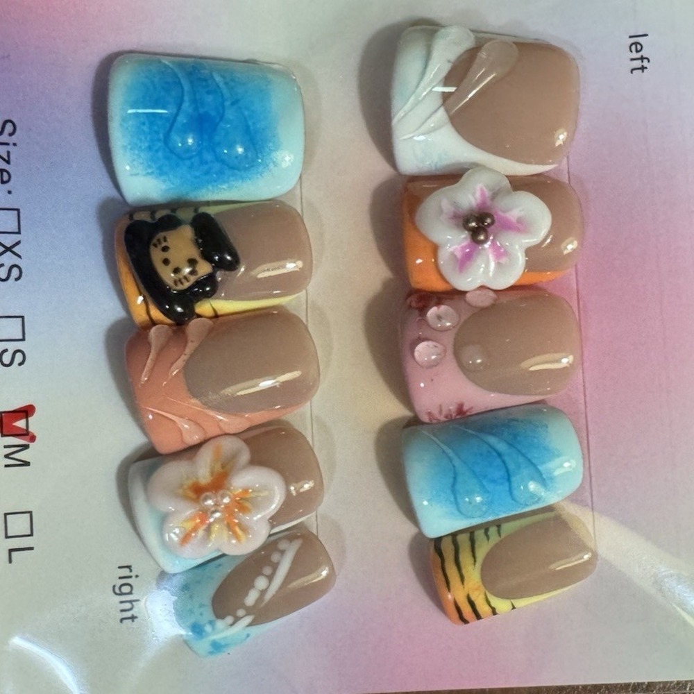 Colorful Summer Duck Style Press On Nails Fun Design For Vacation